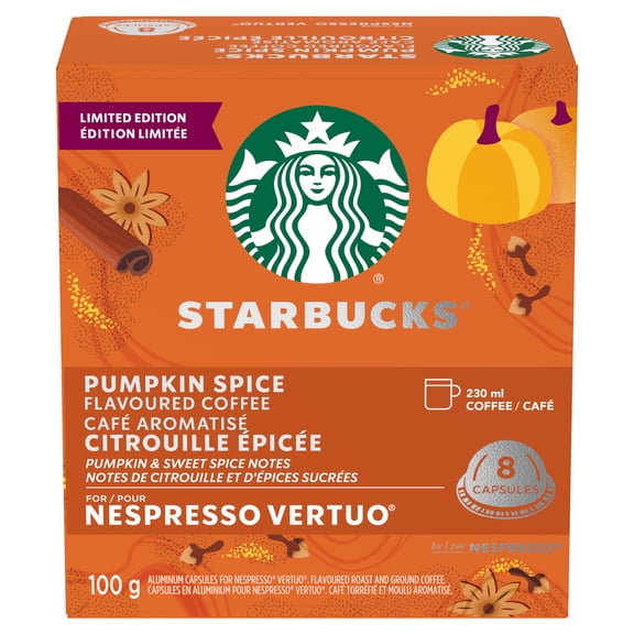 STARBUCKS Pumpkin Spice for NESPRESSO VERTUO, Blonde Roast, Coffee Capsules