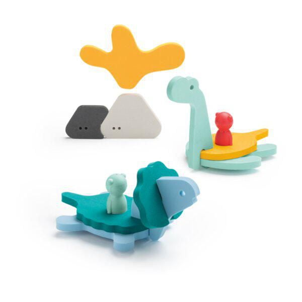 Quut - Puzzle Friends Monde Dino - Thème Dinosaure Aquatique - Mousse Douce - 12 Pièces - 10 Mois+ - Jouet Éducatif avec Marionnettes à Doigt - Stimule l'Imagination, le Vocabulaire & les Compétences