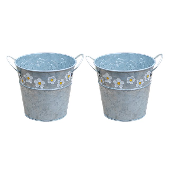 2 Pcs Petit Seau Design Marguerite Conteneur de Fleurs Rétro Maison Vase à Fleurs