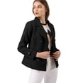 thumbnail image 2 of INSPIRE CHIC Women's Winter Worsted Notched Lapel Double Breasted Short Peacoat, 2 of 7