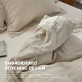 thumbnail image 3 of Simple&Opulence 100% Washed Linen Duvet Cover with Embroidered,Queen Size(88""x 92""),3 Pieces Soft Farmhouse Comforter Set with Button Closure,1 Duvet Cover and 2 Pillowshams(Queen,Natural Linen), 3 of 5