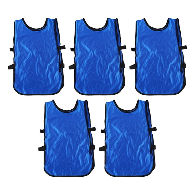 Vobor 5PCS Enfants Gilets d'Entraînement Sans Manches Pratique Pinnies Col Rond Réservoir d'Équipe pour les Sports de Football Bleu Foncé