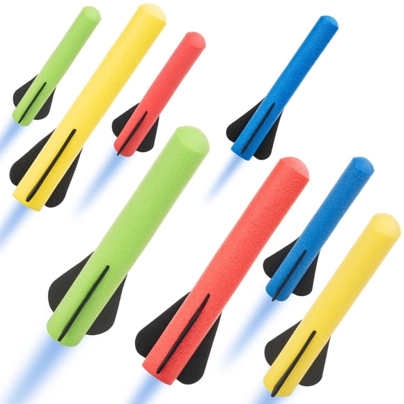 Stomp Rocket Recharges de Fusées Jr 8 Fusées Multicolores - Fusées de Remplacement pour Lanceur de Fusée en Mousse Souple pour Enfants - Jouets Amusants pour la Cour et l'Extérieur, Cadeaux pour Garçons et Filles - 3 Ans et Plus