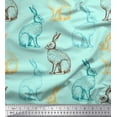 thumbnail image 1 of Soimoi Green Cotton Cambric Fabric Rabbit Animal Print Sewing Fabric BTY 56 Inch Wide, 1 of 3