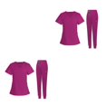 thumbnail image 3 of Maytalsory Stylish Women s Scrub Set Nurse V-Neckline Machine Washable Short Sleeves Suit Rose Red M 2Set, 3 of 6