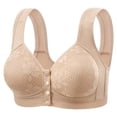 thumbnail image 1 of VEKDONE Woman's Lace Fashion Thin Style Ventilate Front Buckle Bra Without Steel Rim Khaki 36/80BC, 1 of 5