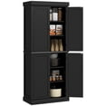 thumbnail image 1 of HOMCOM Freestanding 4 Door Kitchen Pantry Cabinet with Shelves Black, 1 of 9