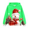 thumbnail image 1 of Chandails à Capuchon Classiques Unis pour Jeunes, Chemise de Noël pour Enfants, T-shirt à Manches Longues à Motif, T-shirt Imprimé à Col Rond, Long Haut, Garçons et Filles, Chandail à Capuchon Vert 110, 1 of 3