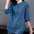 thumbnail image 2 of Timegard Blouse pour Femmes Grande Taille à Manches Longues, Boutonnée, Col Rond, Ample, Légère, Décontractée, Chemises Hauts de Bureau, 2 of 8