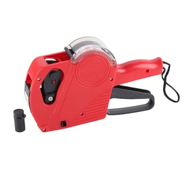 Handheld Price Tag Gun, Manual Pricing Machine Sawtooth Outlet Single Row 8 Digits with Ink Wheel for Household Use