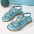 thumbnail image 4 of MIASHUI Girls Princess Sandals Kids Rhinestone Elastic Ankle Strap Casual Beach Shoes,Blue,11.5-12 Years, 4 of 8