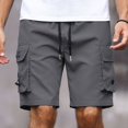 thumbnail image 2 of QATAINLAV Men's Cargo Shorts with Pockets Relaxed Fit Stretch Drawstring Elastic Waist Beach Shorts Solid Casual Loose Work Shorts Gray M, 2 of 8