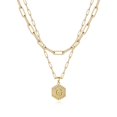 thumbnail image 1 of Colliers à Initiale Superposés pour Femmes, Collier Chaîne Trombone Simple Mignon Pendentif Lettre Hexagone Collier Ras-du-Cou à Initiale Colliers Superposés Dorés pour Femmes, Or, 1 of 5
