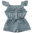 thumbnail image 1 of Toddler Baby Girls Fly Sleeve Ruffled Waistband Romper Outfits, 1 of 4