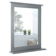 thumbnail image 1 of Gymax Bathroom Wall-Mounted Mirror W/Shelf Vanity Makeup Mirror Multipurpose Gray, 1 of 9