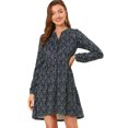 thumbnail image 1 of INSPIRE CHIC Robe Décontractée pour Femme à Fleurs, Col en V, Taille Cintrée, Manches Longues, 1 of 6