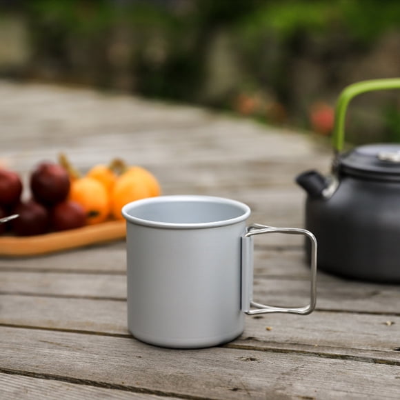mtvxesu Portable Aluminum Alloy Camping Cup with Handle for Outdoor Cooking, Boiling, and Dining, 9X9X8.5Cm, 1 Count