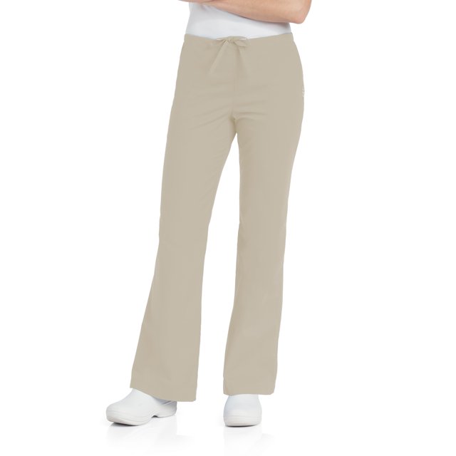 Landau Essentials Flare Leg Scrub Pants for Women: Classic Relaxed Fit, Drawstring/ Elastic Waist 8335