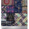 thumbnail image 1 of Soimoi Silk Fabric Ogee & Mandala Patchwork Printed Craft Fabric by The Yard 42 Inch Wide, 1 of 3