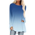 thumbnail image 2 of Wiyuqeen T-Shirts à Manches Raglan Longues pour Femmes Chic Décontracté Col Rond Chandail Doux Tendance Couleur Dégradée Chandails à Manches Longues Automne Amples Fluides Longues Tuniques, 2 of 5