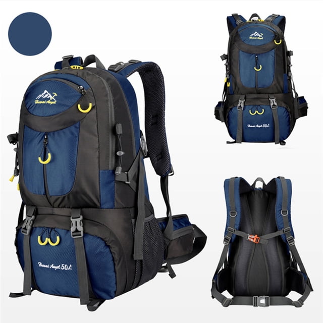 TIMIFIS Sac à Dos de Randonnée 50 L, Sac de Camping, Sac à Dos de Randonnée Léger 45+5 Litres en Bleu Foncé et Noir. Fabriqué en nylon et polyester Résistants aux Déchirures, Il Comprend Plusieurs Compartiments, des Bretelles d'Épaule Ajustables de Type S, un Rembourrage en Maille Respirante et des Fermetures Éclair Durables. Idéal pour la Randonnée, le Camping, le Randonnée et les Aventures en Plein Air.