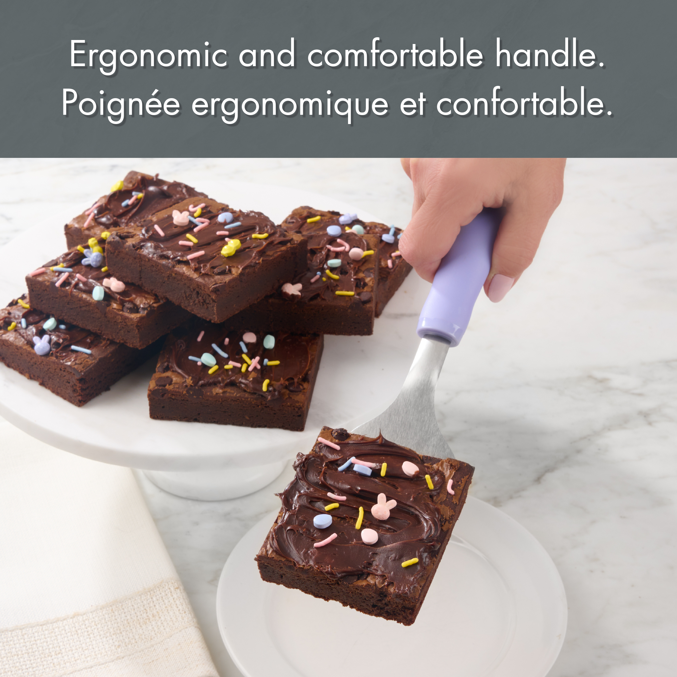 Spatule à dessert et à brownies en acier inoxydable Tout pour célébrer mauve, outil de pâtisserie pour Pâques