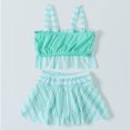 thumbnail image 4 of Yanlir Color Blocked Split Camisole Ruffle Swimsuit Set with Skirt Style for Girls and Children Perfect for Pool Parties,Beach Trips,and Water Play(Green,5 Years), 4 of 4