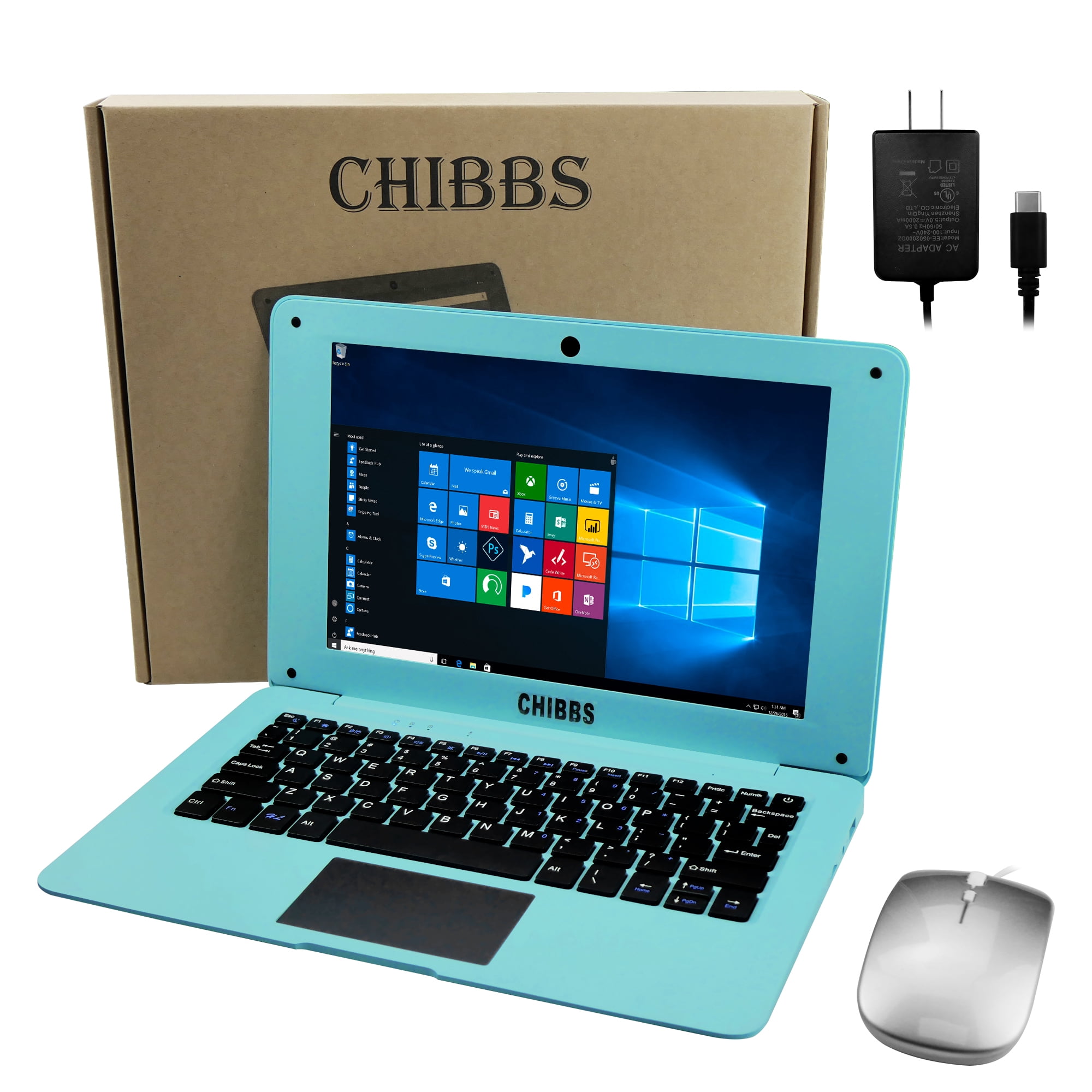 T&C 10.1" Inch Portable Laptop Computer Powered by Windows 10 Intel, 6gb Ram+ 64gb Rom, Personal Laptop Computer, HDMI, USB, Bluetooth, Wi-Fi- Blue