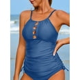 thumbnail image 3 of Charmo Womens Ruched Swim Tops Adjustable Straps Tankini Tops Tummy Control Swimsuit Tops(No Bottoms), 3 of 6