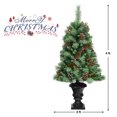 thumbnail image 4 of Patiojoy 2-Piece 4FT Snow Flocked Artificial Christmas Tree PVC Entrance Tree with Pine Cones & Red Berries, 4 of 9