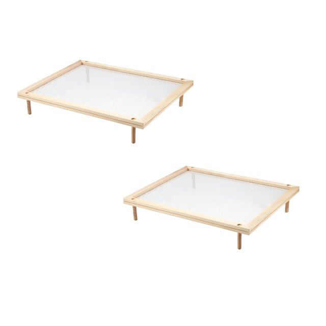 Oleegame 2PC Spoon And Lid Rest With Net Air Drying Food Drying Wooden Rack Spaghetti Stackable Drying Dryer Rack Kitchen,Dining & Bar