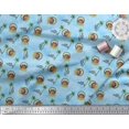 thumbnail image 3 of Soimoi Blue polyester Crepe Fabric Palm Tree & Girl Holiday Print Sewing Fabric Yard 52 Inch Wide, 3 of 3