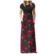 thumbnail image 1 of Pisexur Robe Grande Taille pour Femmes Imprimé Floral Décontracté Élégant Été Automne Maxi Robes avec Poches, 1 of 7