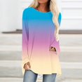 thumbnail image 2 of Annhoo Hauts Grande Taille pour Femmes Automne Manches Longues Col Rond Chemises Habillées Amples Confortables Tuniques Couleur Dégradée, 2 of 5