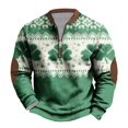 thumbnail image 1 of Penkiiy St Patricks Day Shamrock Patch Chest Print 1/4 Zip Sweatshirt 3XL Multicolor, 1 of 5