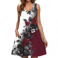 thumbnail image 4 of Ovzne Robes pour Femmes Robe Femmes Femmes Décontractée Ample Été Robe Imprimée Sans Manches Col en V Ensemble Haut/chemise Grande Taille Robe Imprimée Liquidation, 4 of 7