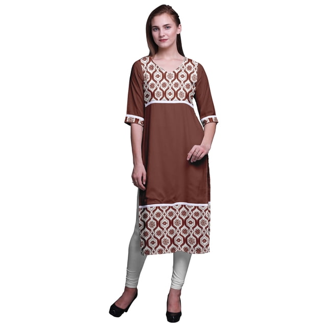 Bimba Kurtis Droits à Panneaux pour Femmes Robe Kurti Longue Haut Indien Imprimé