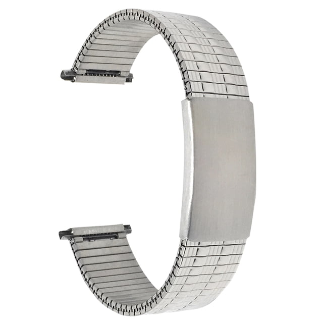 Bandini Bracelet de Montre Extensible en Acier Inoxydable Ton Argent 19 mm pour Hommes, Extrémité Droite, Longueur Ajustable, Bracelet de Montre à Expansion en Métal, Sans Boucle