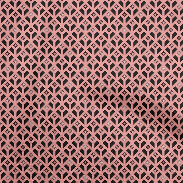 oneOone Georgette Viscose Medium Pink Fabric Geometrical Sewing Craft Projects Fabric Prints By Yard 42 Inch Wide