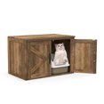 thumbnail image 1 of Gymax Cat Litter Box Enclosure w/ Double Barn Doors Removable Divider Middle Entry, 1 of 10