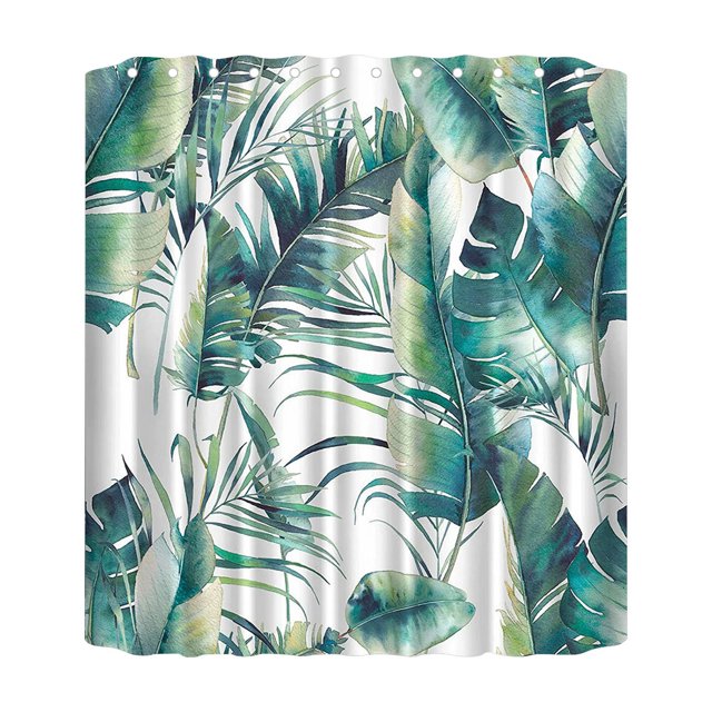 Binwennn Tropical Green Shower Curtain 70 Inch With 12 Hooks Shower Curtain Bathroom Heavy Side Shower Curtain Machine Washable Curtains for Shower Curtain And Rug Set Neutral Fabric Shower Curtain