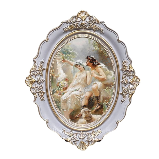 Vintage Photo Frame Art Gallery European Style Gift Resin Retro Oval Photo Frame 6inch