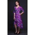 thumbnail image 3 of Bimba Coton Feuilles de Palmier Violettes Femmes Robe Droite Asymétrique à Poches Été Fête Mi-Longue-Moyen, 3 of 4