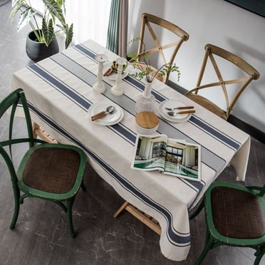 Namzi simple tablecloth rectangular cotton linen coffee table cloth fabric striped tablecloth dining table cloth pad color woven (blue, 150 * 150cm)
