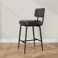 thumbnail image 2 of Bar Stools Set of 2, 26" Faux Leather Counter Height Bar Stool with Back, Metal Legs, Modern Upholstered Barstool Chairs for Island, Counter Bar, Kitchen, Black, 2 of 6