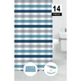thumbnail image 1 of IH Casa Decor 14Pc Set Peva S. Curtain + 12 Hooks + Bathmat Navy Striped, 1 of 2