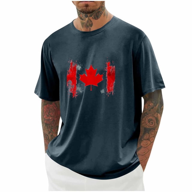 Styesk T-Shirts pour Homme Imprimé Col Rond Décontracté Mode Manches Courtes Chemisiers Col Rond Chemises
