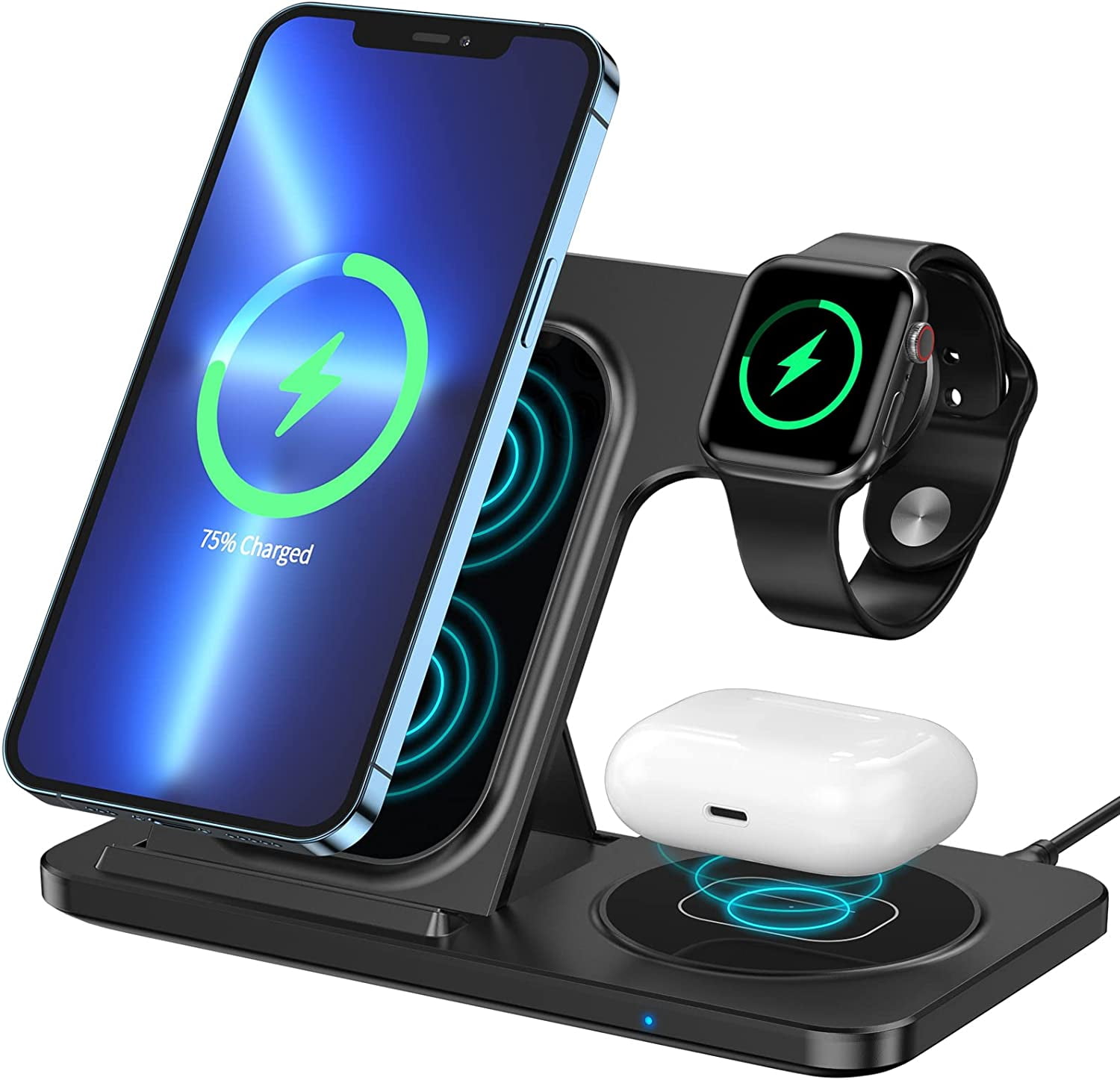3 in 1 Wireless Charger, Wireless Charger Compatible-Black