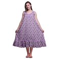 thumbnail image 1 of Bimba Améthyste3 Feuilles Florales et Pivoine Mi-Mollet Vêtement de Nuit Femme Coton Imprimé Sans Manches Robe de Nuit Maxi X-Small, 1 of 6