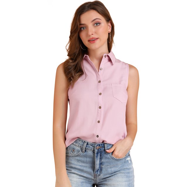 INSPIRE CHIC Chemise Sans Manches à Col Pointu à Simple Boutonnage pour Junior